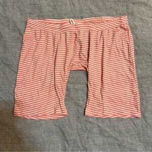 N2N Bodywear Candy Boy Stretch Biker Shorts Pink White Stripes Large New